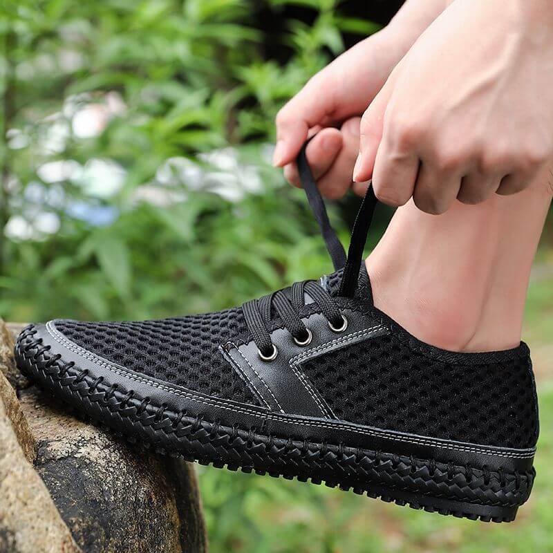 Sommer Atmungsaktive Mesh Männer Casual Schuhe Für Bequeme Handgemachte Männer Lace-Up Loafers Männer Schuhe