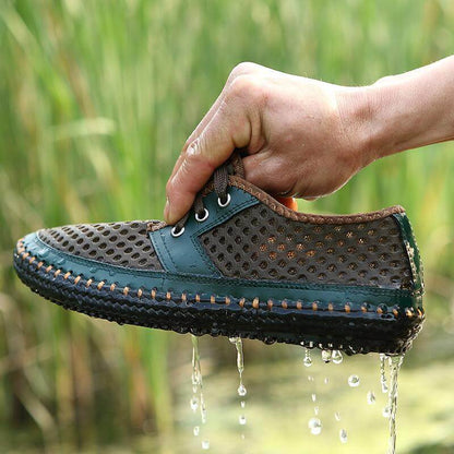 Sommer Atmungsaktive Mesh Männer Casual Schuhe Für Bequeme Handgemachte Männer Lace-Up Loafers Männer Schuhe