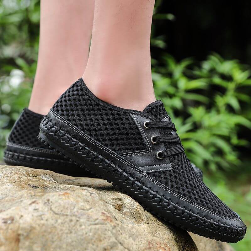 Sommer Atmungsaktive Mesh Männer Casual Schuhe Für Bequeme Handgemachte Männer Lace-Up Loafers Männer Schuhe