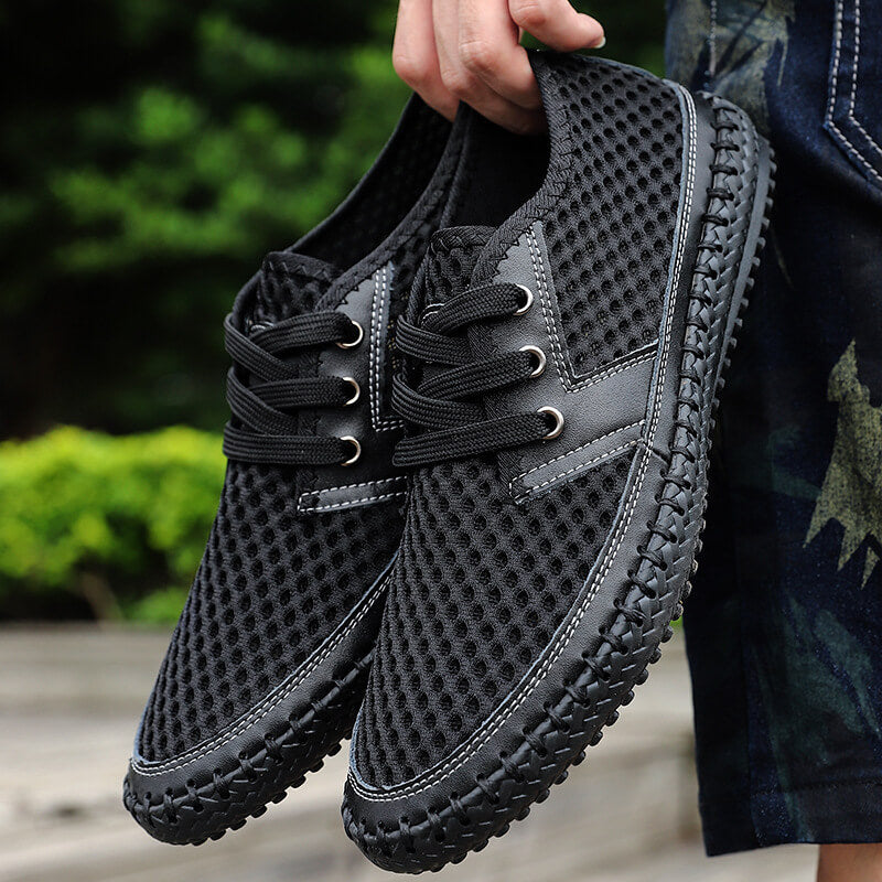 Sommer Atmungsaktive Mesh Männer Casual Schuhe Für Bequeme Handgemachte Männer Lace-Up Loafers Männer Schuhe
