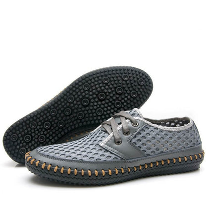 Sommer Atmungsaktive Mesh Männer Casual Schuhe Für Bequeme Handgemachte Männer Lace-Up Loafers Männer Schuhe
