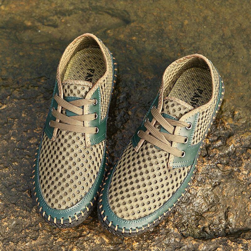 Sommer Atmungsaktive Mesh Männer Casual Schuhe Für Bequeme Handgemachte Männer Lace-Up Loafers Männer Schuhe