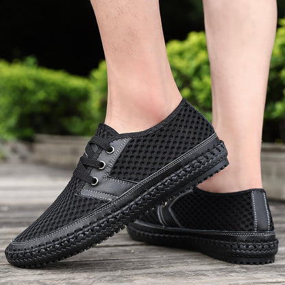 Sommer Atmungsaktive Mesh Männer Casual Schuhe Für Bequeme Handgemachte Männer Lace-Up Loafers Männer Schuhe