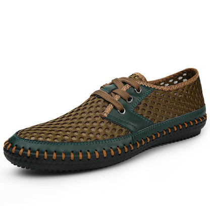 Sommer Atmungsaktive Mesh Männer Casual Schuhe Für Bequeme Handgemachte Männer Lace-Up Loafers Männer Schuhe