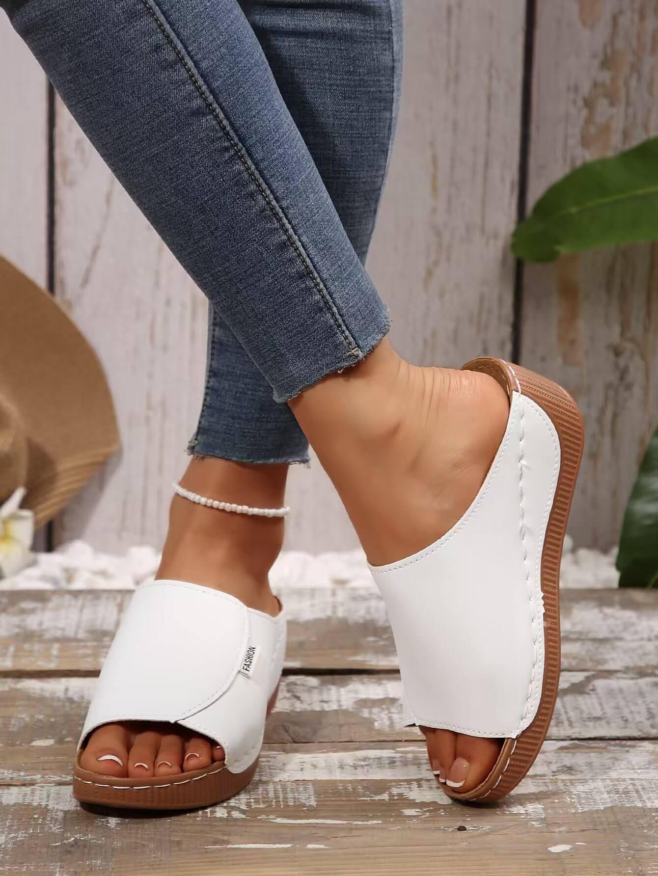 Women One-strap Wedge High Heel Sandals Summer Beach Outdoor Peep-toe Shoes