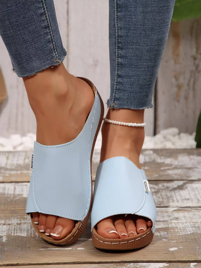 Women One-strap Wedge High Heel Sandals Summer Beach Outdoor Peep-toe Shoes