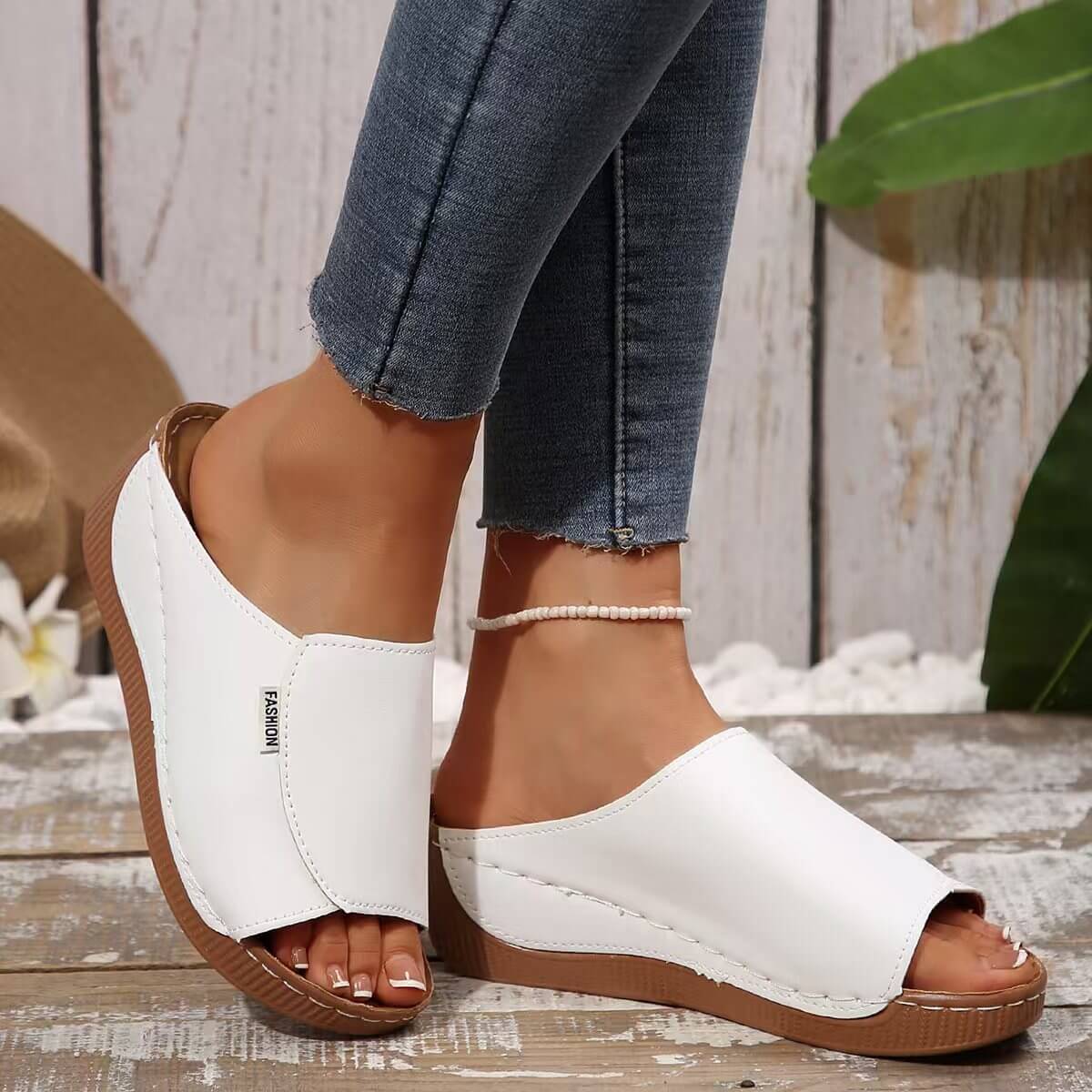 Women One-strap Wedge High Heel Sandals Summer Beach Outdoor Peep-toe Shoes