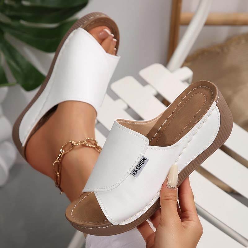 Women One-strap Wedge High Heel Sandals Summer Beach Outdoor Peep-toe Shoes