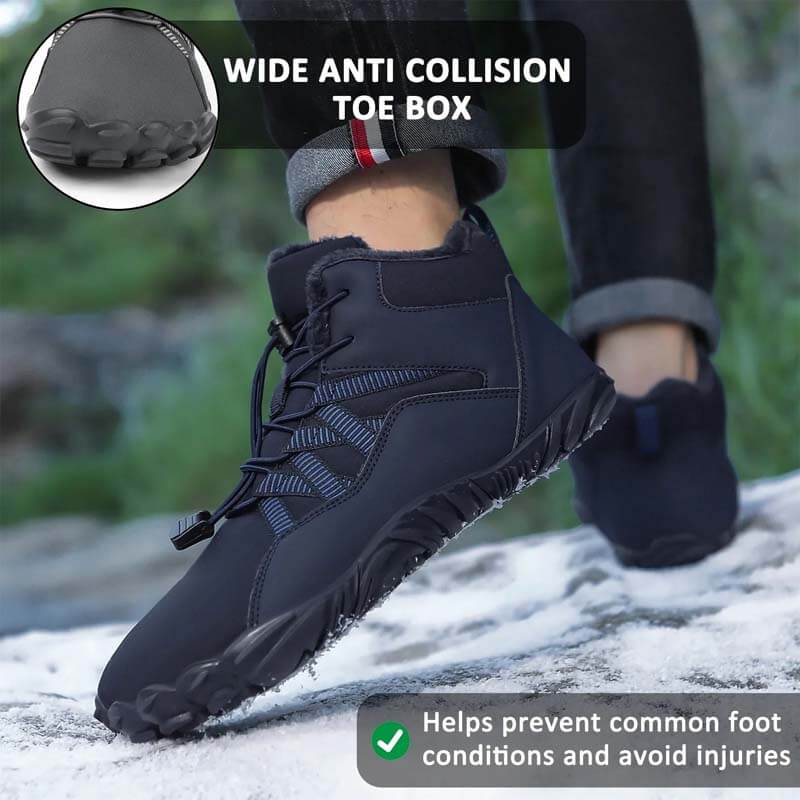 Men's Barefoot shoes Five-finger Outdoor Sports Cotton shoes Unisex Velvet Warm Snow Boots Wear-resistant Anti-ski Ground Boots Thickened Winter shoes