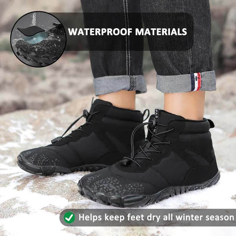 Chaussures aux pieds nus pour hommes Chaussures de course d'hiver imperméable Chaussures de neige doublées Unisexe Bottes d'hiver non glissantes extérieures