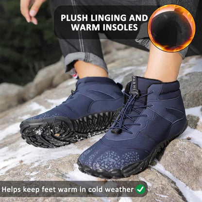 Chaussures aux pieds nus pour hommes Chaussures de course d'hiver imperméable Chaussures de neige doublées Unisexe Bottes d'hiver non glissantes extérieures
