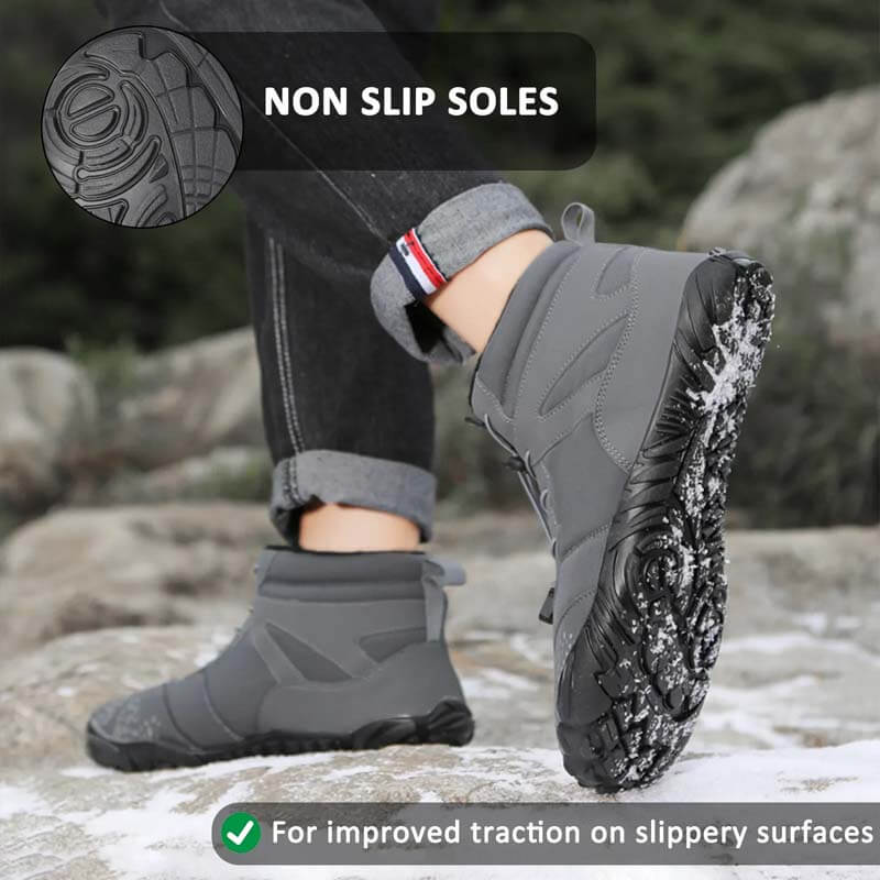 Chaussures aux pieds nus pour hommes Chaussures de course d'hiver imperméable Chaussures de neige doublées Unisexe Bottes d'hiver non glissantes extérieures
