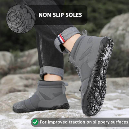 Chaussures aux pieds nus pour hommes Chaussures de course d'hiver imperméable Chaussures de neige doublées Unisexe Bottes d'hiver non glissantes extérieures
