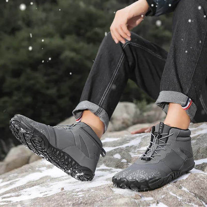 Chaussures aux pieds nus pour hommes Chaussures de course d'hiver imperméable Chaussures de neige doublées Unisexe Bottes d'hiver non glissantes extérieures
