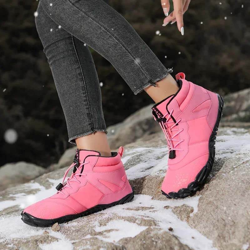 Chaussures aux pieds nus pour hommes Chaussures de course d'hiver imperméable Chaussures de neige doublées Unisexe Bottes d'hiver non glissantes extérieures