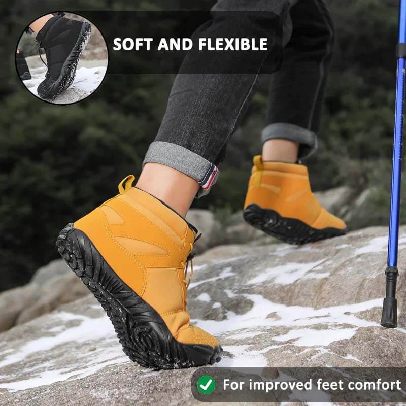 Chaussures aux pieds nus pour hommes Chaussures de course d'hiver imperméable Chaussures de neige doublées Unisexe Bottes d'hiver non glissantes extérieures