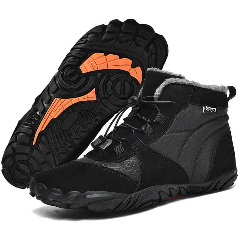 Men's Outdoor High-top Cotton shoes Unisex Barefoot shoes Work shoe Snow Boots Warm Plus Velvet Thickened Mid-tube Hiking Winter shoes