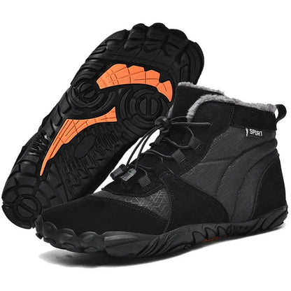 Men's Outdoor High-top Cotton shoes Unisex Barefoot shoes Work shoe Snow Boots Warm Plus Velvet Thickened Mid-tube Hiking Winter shoes