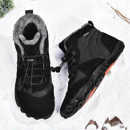 Men's Outdoor High-top Cotton shoes Unisex Barefoot shoes Work shoe Snow Boots Warm Plus Velvet Thickened Mid-tube Hiking Winter shoes
