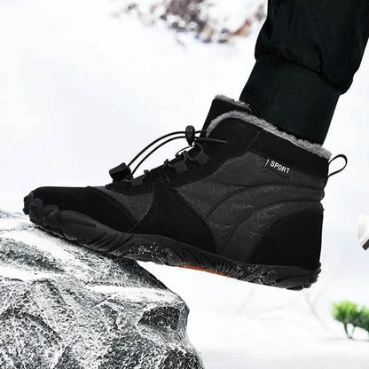 Men's Outdoor High-top Cotton shoes Unisex Barefoot shoes Work shoe Snow Boots Warm Plus Velvet Thickened Mid-tube Hiking Winter shoes