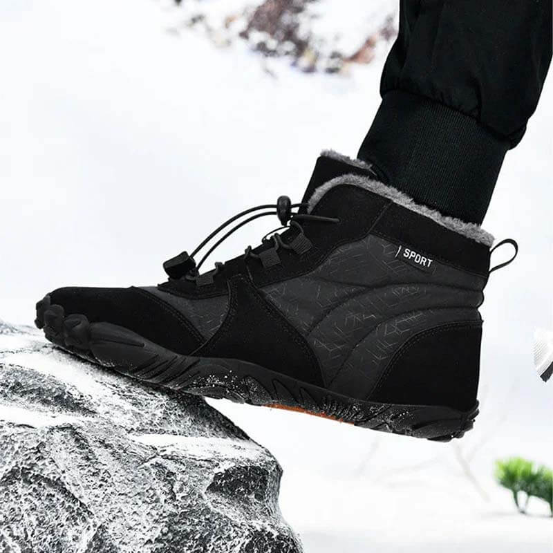 Women's Outdoor High-top Cotton shoes Unisex Barefoot shoes Work shoe Snow Boots Warm Plus Velvet Thickened Mid-tube Hiking Winter shoes