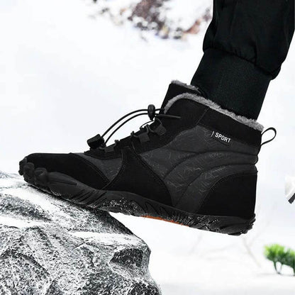 Women's Outdoor High-top Cotton shoes Unisex Barefoot shoes Work shoe Snow Boots Warm Plus Velvet Thickened Mid-tube Hiking Winter shoes