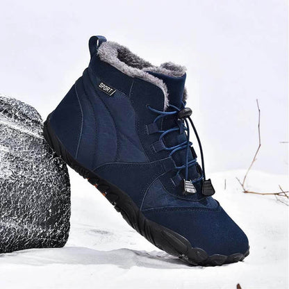 Women's Outdoor High-top Cotton shoes Unisex Barefoot shoes Work shoe Snow Boots Warm Plus Velvet Thickened Mid-tube Hiking Winter shoes