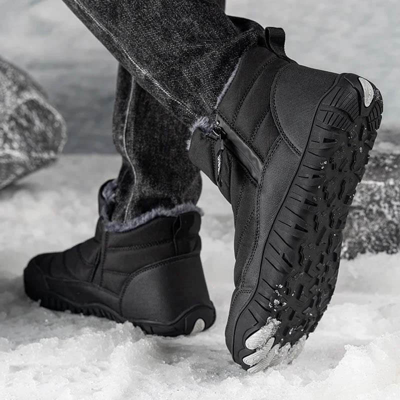 Men Thickened Warm Outdoor Leisure Side Zip Snow Boots Non-slip & Waterproof Winter Barefoot Shoes