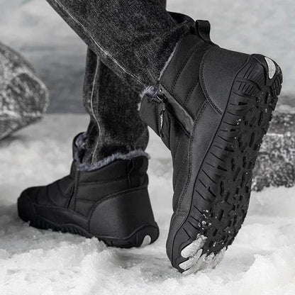 Men Thickened Warm Outdoor Leisure Side Zip Snow Boots Non-slip & Waterproof Winter Barefoot Shoes