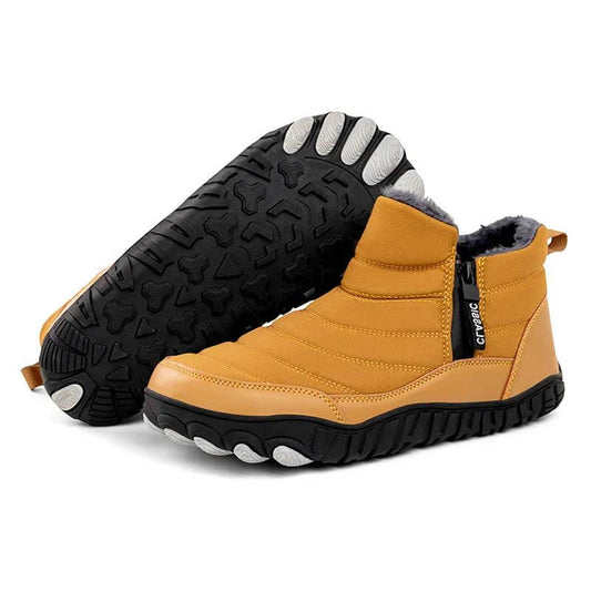 Men espesos calientes de ocio al aire libre botas de nieve con cremallera con cremallera no deslizante e impermeable zapatos descalzos de invierno