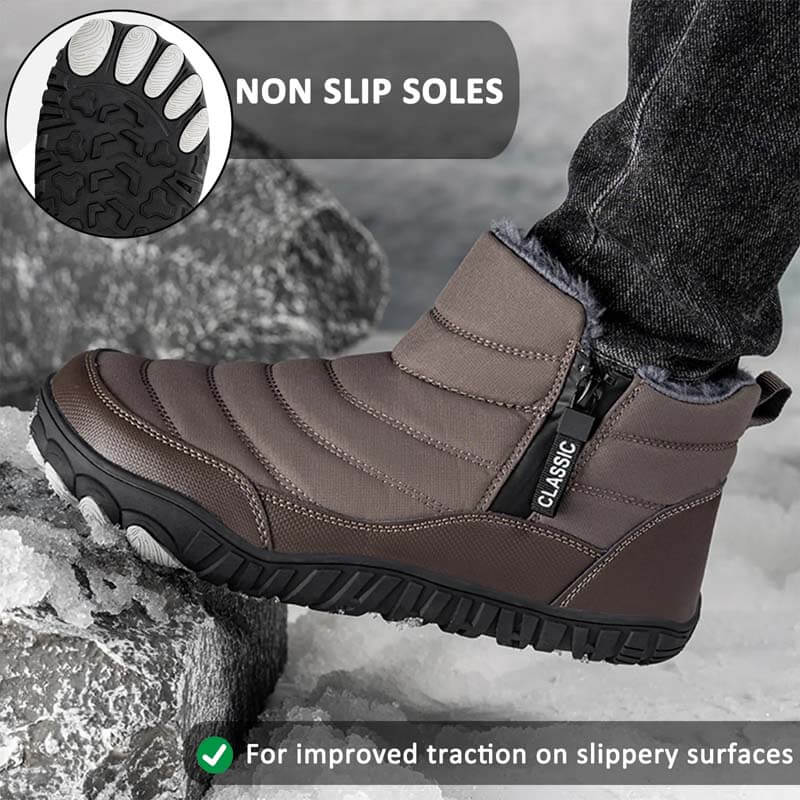 Men Thickened Warm Outdoor Leisure Side Zip Snow Boots Non-slip & Waterproof Winter Barefoot Shoes