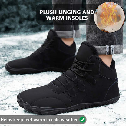 Winter im Freien Schneestiefel barfuß verdickter warmes Wanderschuhe Schuhe nicht rutschfestes und wasserdichtes Winter Barfußschuh (Unisex)