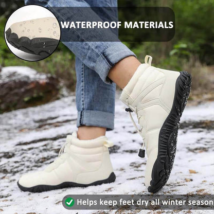 Winter im Freien warme Mountaineering-Schneestiefel tragen resistente mittelschwere Wanderschuhe Schuhwaren nicht rutsch und wasserdichte Winter Barfußschuh (Unisex)