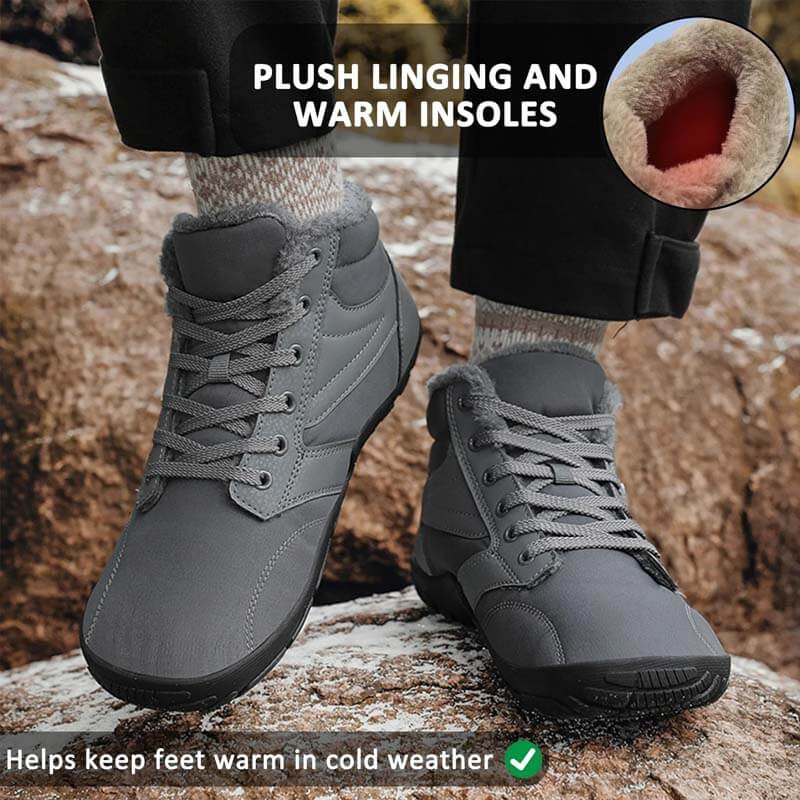 Snow Boots Winter Warm Mid-Tube Hiking Shoes Footwear Non-slip & Waterproof Winter Barefoot Shoe (Unisex)