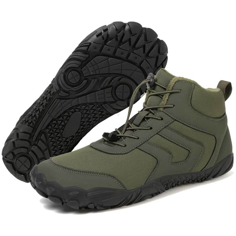 Men's Outdoor Mid-Cut Warm Snow Boots Casual Wear-Resistant Hiking Shoes Footwear Non-slip & Waterproof Winter Barefoot Shoe