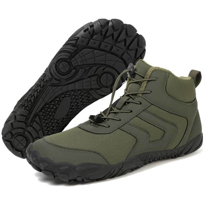 Men's Outdoor Mid-Cut Warm Snow Boots Casual Wear-Resistant Hiking Shoes Footwear Non-slip & Waterproof Winter Barefoot Shoe