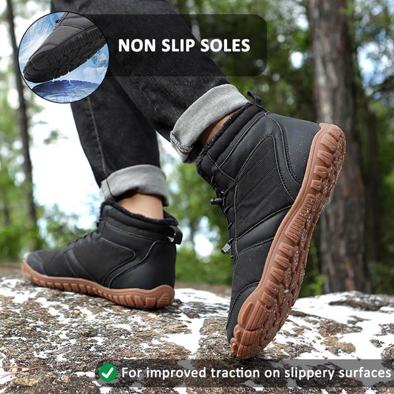 Autumn & Winter Outdoor Barefoot Snow Boots Waterproof Non-slip Plush Lining Hiking Footwear Shoes (Unisex)