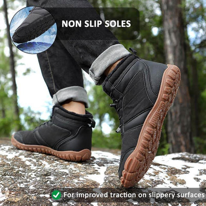 Autumn & Winter Outdoor Barefoot Snow Boots Waterproof Non-slip Plush Lining Hiking Footwear Shoes (Unisex)