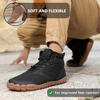 Autumn & Winter Outdoor Barefoot Snow Boots Waterproof Non-slip Plush Lining Hiking Footwear Shoes (Unisex)
