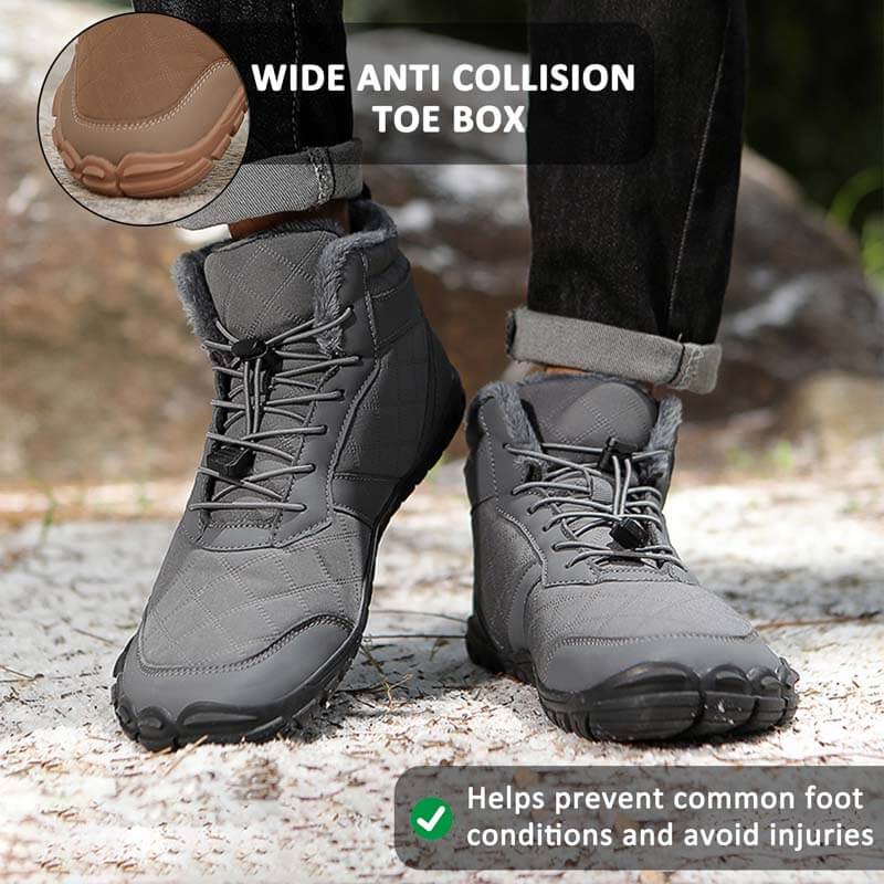 Autumn & Winter Outdoor Barefoot Snow Boots Waterproof Non-slip Plush Lining Hiking Footwear Shoes (Unisex)