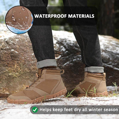 Autumn & Winter Outdoor Barefoot Snow Boots Waterproof Non-slip Plush Lining Hiking Footwear Shoes (Unisex)