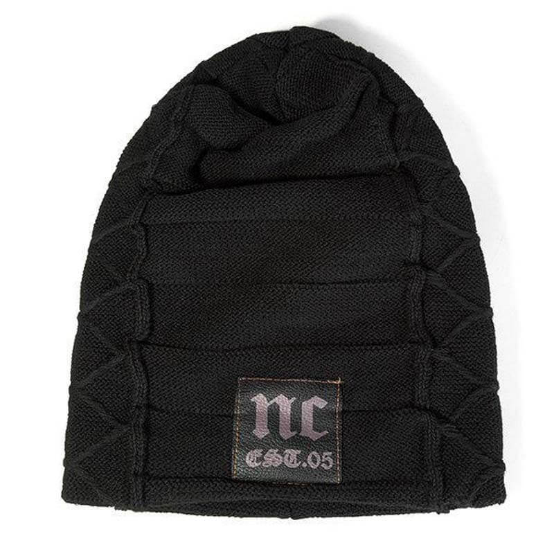 Invierno de los Hombres Más Terciopelo Cálido Sombrero de Punto Casual NC Carta sólida Skullies Beanie Sombrero