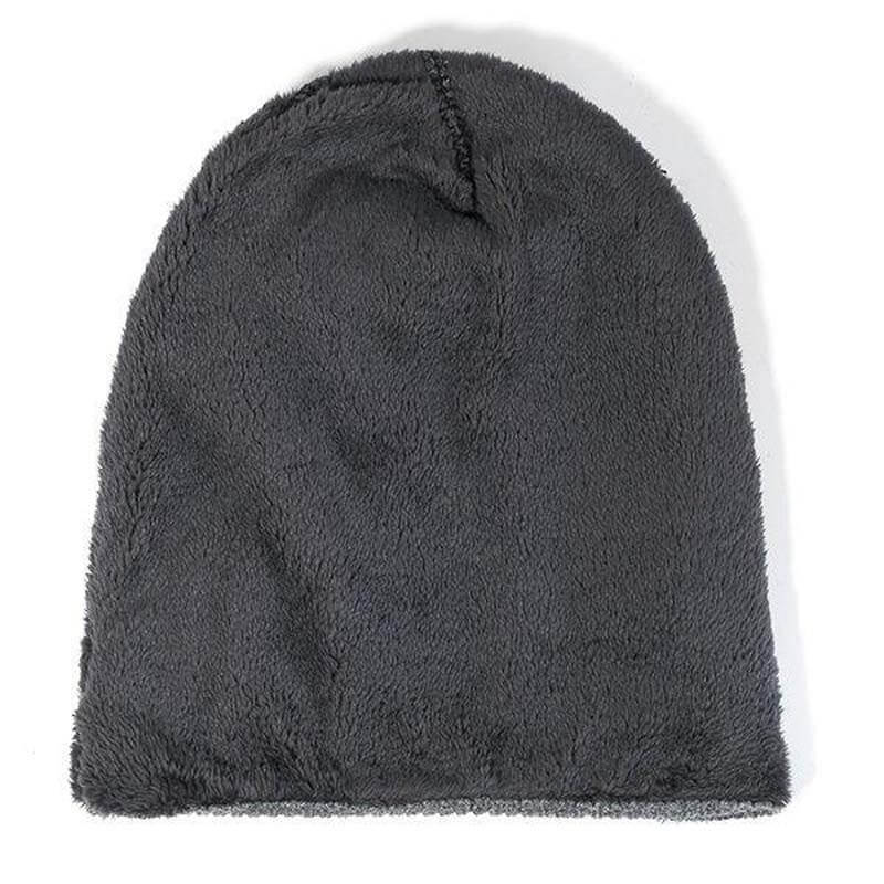 Invierno de los Hombres Más Terciopelo Cálido Sombrero de Punto Casual NC Carta sólida Skullies Beanie Sombrero