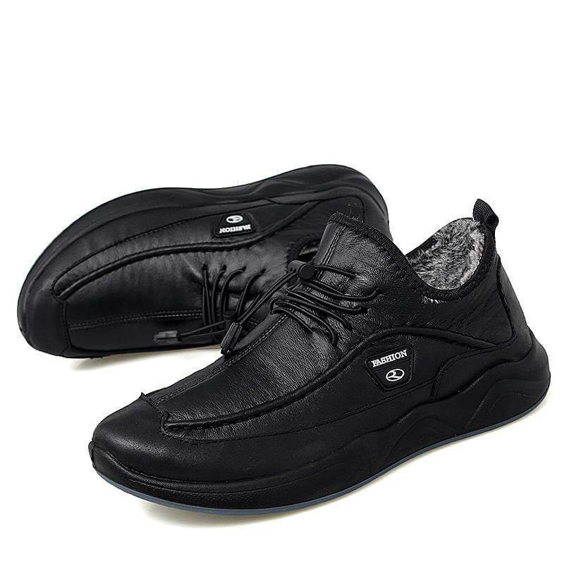 Doublure en peluche de Kaegreel Hommes Dispositif de dentelle élastique chaude antidérapante chaussures en cuir décontracté