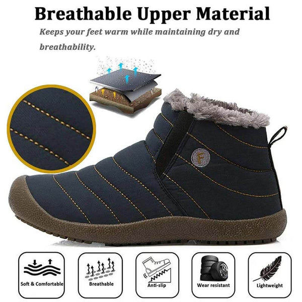 Las zapatillas de nieve de invierno para hombres se deslizan sobre los botines de los botines antideslizan las zapatillas de piel resistentes al agua resistente al agua al aire libre