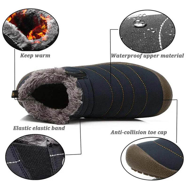 Las zapatillas de nieve de invierno para hombres se deslizan sobre los botines de los botines antideslizan las zapatillas de piel resistentes al agua resistente al agua al aire libre