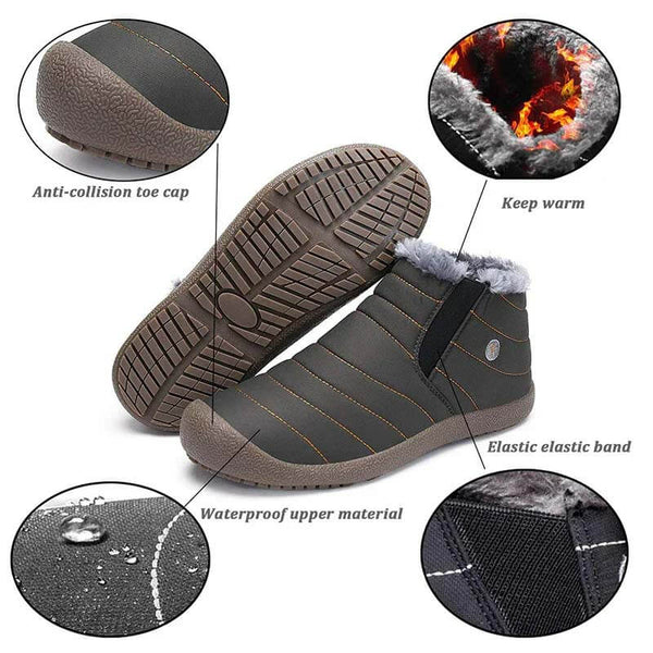 Las zapatillas de nieve de invierno para hombres se deslizan sobre los botines de los botines antideslizan las zapatillas de piel resistentes al agua resistente al agua al aire libre