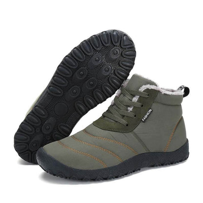 Kaegreel Large Size Men's Stripe Waterproof Plush Lining Stripe Ankle Boots