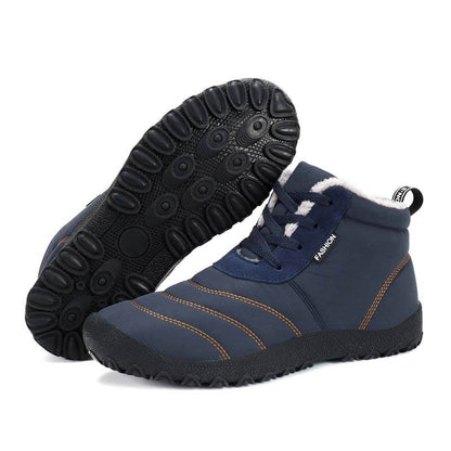 Kaegreel Large Size Men's Stripe Waterproof Plush Lining Stripe Ankle Boots