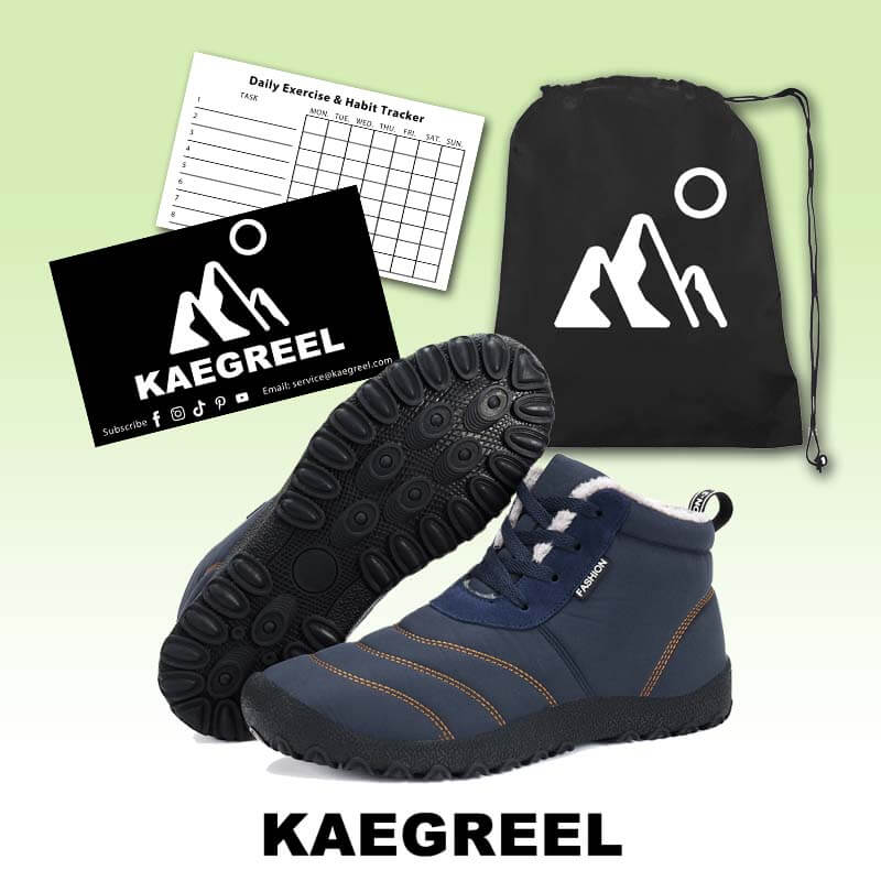 Kaegreel Large Size Men's Stripe Waterproof Plush Lining Stripe Ankle Boots